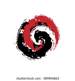 grunge ying yang symbol of harmony and balance, vector design element