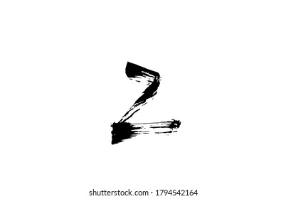 grunge Z alphabet letter logo icon. Handwritten vintage design. Black and white colour for business and company