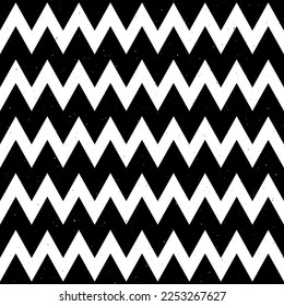 Grunge zigzag seamless pattern. Black and White chevron fabric texture. Abstract zig zag background. Repeating vector