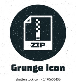 Grunge ZIP file document. Download zip button icon isolated on white background. ZIP file symbol.  Vector Illustration