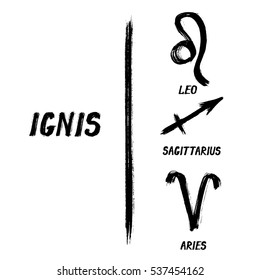 Grunge Zodiac Signs - Fire Element