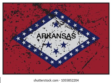 A grunged Arkansas state flag isolated on a white background