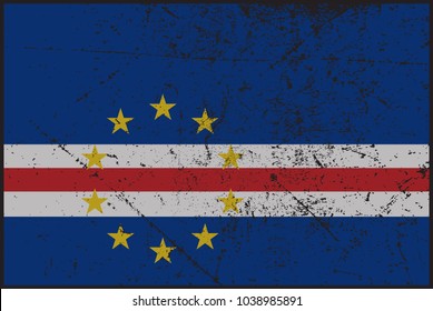 A grunged Cape Verde flag isolated on a white background