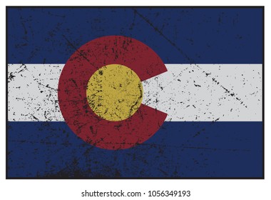 A grunged Colorado state flag isolated on a white background