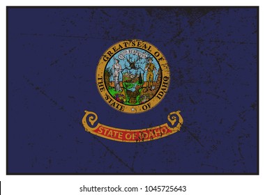 A grunged Idaho state flag isolated on a white background