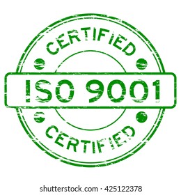 Grunged ISO9001 certified stamp (Green)