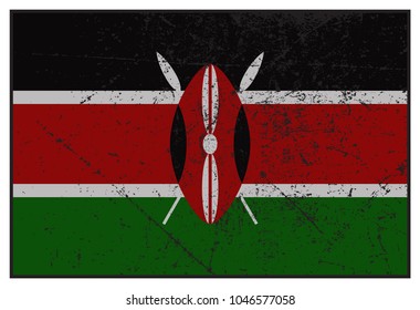 A grunged Kenya flag isolated on a white background