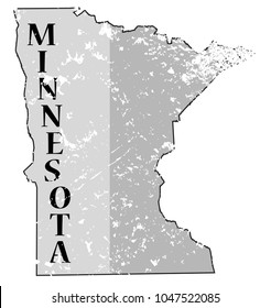 A grunged Minnesota state outline with the date of statehood isolated on a white background