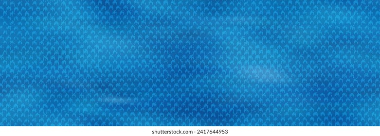 Grunge-patterned blue pique fabric seamless backdrop. Waffle towels and sport-style t-shirts vector background with noisy texture. Textile swatch