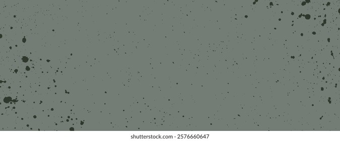 Grunge-style background with olive green color, featuring olive green splatters and a textured, speckled background design. Aesthetic background vector. Green background.