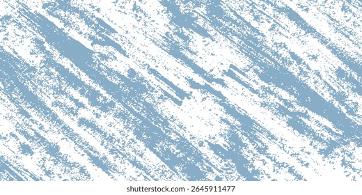 Grunge-style background with a textured blue and white pattern. The blue background features distressed, uneven white patches. Brush stroke texture background. Blue background vector.