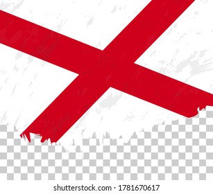 Grunge-style flag of Alabama on a transparent background. Vector textured flag of Alabama for vertical design.