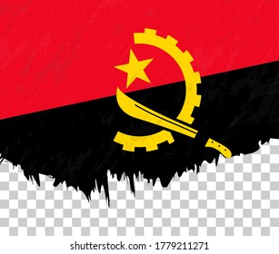 Grunge-style flag of Angola on a transparent background. Vector textured flag of Angola for vertical design.