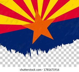 Grunge-style flag of Arizona on a transparent background. Vector textured flag of Arizona for vertical design.