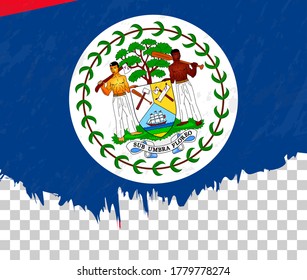 Grunge-style flag of Belize on a transparent background. Vector textured flag of Belize for vertical design.