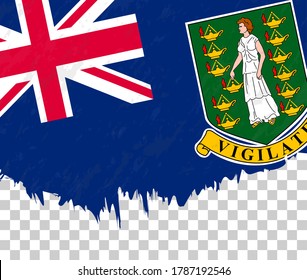 Grunge-style flag of British Virgin Islands on a transparent background. Vector textured flag of British Virgin Islands for vertical design.