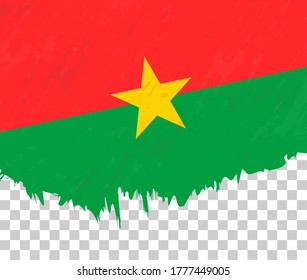 Grunge-style flag of Burkina Faso on a transparent background. Vector textured flag of Burkina Faso for vertical design.