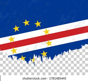 Kapverdische Flagge auf transparentem Hintergrund. Vektor strukturierte Flagge von Kap Verde für vertikale Design.