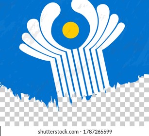 Bandera estilo ondulador de CIS en un fondo transparente. Indicador de textura vectorial de CIS para diseño vertical.