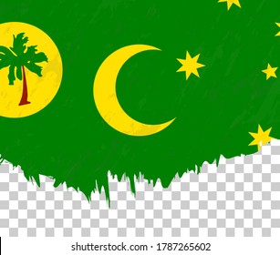 Grunge-style flag of Cocos Islands on a transparent background. Vector textured flag of Cocos Islands for vertical design.