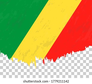 farbige Flagge des Kongo auf transparentem Hintergrund. Vektor strukturierte Flagge des Kongo für vertikale Design.