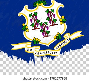Grunge-style flag of Connecticut on a transparent background. Vector textured flag of Connecticut for vertical design.