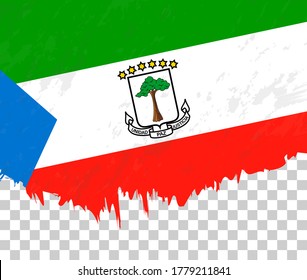 Flagge im Stile Äquatorialguineas auf transparentem Hintergrund. Vektorstrukturierte Flagge von Äquatorialguinea für vertikale Gestaltung.