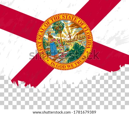 Grunge-style flag of Florida on a transparent background. Vector textured flag of Florida for vertical design.