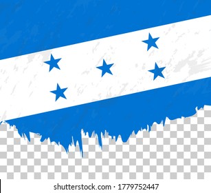 Grunge-style flag of Honduras on a transparent background. Vector textured flag of Honduras for vertical design.
