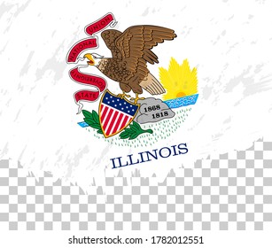 Grunge-style flag of Illinois on a transparent background. Vector textured flag of Illinois for vertical design.