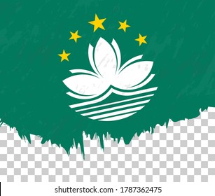 Grunge-style flag of Macau on a transparent background. Vector textured flag of Macau for vertical design.