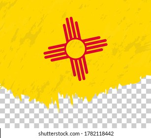 Grunge-style flag of New Mexico on a transparent background. Vector textured flag of New Mexico for vertical design.