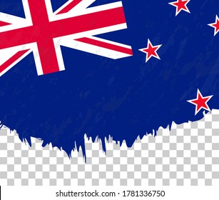 Grunge-style flag of New Zealand on a transparent background. Vector textured flag of New Zealand for vertical design.