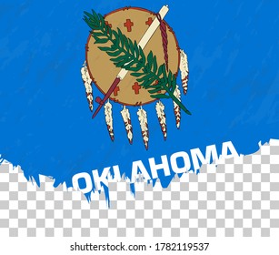 Grunge-style flag of Oklahoma on a transparent background. Vector textured flag of Oklahoma for vertical design.