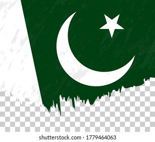 Grunge-style flag of Pakistan on a transparent background. Vector textured flag of Pakistan for vertical design.