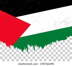 Grunge-style flag of Palestine on a transparent background. Vector textured flag of Palestine for vertical design.
