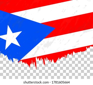 Grunge-style flag of Puerto Rico on a transparent background. Vector textured flag of Puerto Rico for vertical design.