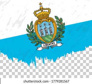 Grunge-style flag of San Marino on a transparent background. Vector textured flag of San Marino for vertical design.