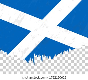 Grunge-style flag of Scotland on a transparent background. Vector textured flag of Scotland for vertical design.