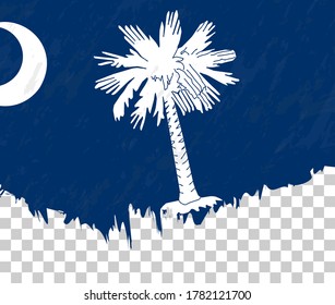 Grunge-style flag of South Carolina on a transparent background. Vector textured flag of South Carolina for vertical design.