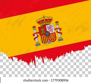 Grunge-style flag of Spain on a transparent background. Vector textured flag of Spain for vertical design.
