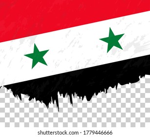 Grunge-style flag of Syria on a transparent background. Vector textured flag of Syria for vertical design.