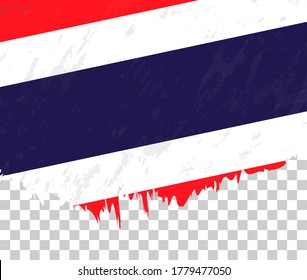 Grunge-style flag of Thailand on a transparent background. Vector textured flag of Thailand for vertical design.