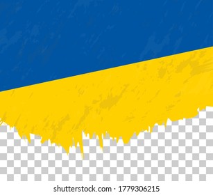 Grunge-style flag of Ukraine on a transparent background. Vector textured flag of Ukraine for vertical design.