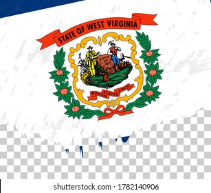 Grunge-style flag of West Virginia on a transparent background. Vector textured flag of West Virginia for vertical design.