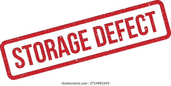 Ein Vektor-Stempel im Grunge-Stil, der "STORAGE DEFECT" zeigt, ideal zum Kennzeichnen beschädigter Waren, zum Anzeigen von Produktfehlern oder zum Feststellen von Inspektionsfehlern.