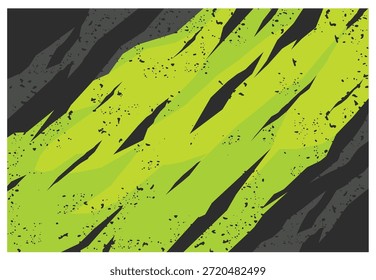 Abstraktes Banner-Design mit Grunge-Struktur in Grün und Schwarz. Eine Vektorgrafik im Pop-Art-Comic-Stil mit sportlich inspirierten Punkten.