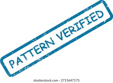 Una impresión de sello de goma azul con textura grunge dice "PATRÓN VERIFICADO" en una superficie blanca lisa, lo que significa una autenticación exitosa.