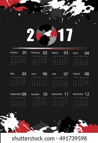 Grungy 2017 vector calendar design. Elements for your work. Eps10
