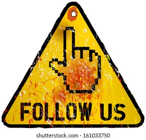 grungy _ Follow Us _ social media sign, vector illustration